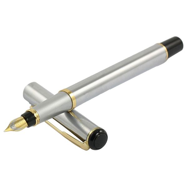 

baoer silver tone shell smooth piston filler ink reservoir fountain pen pencil