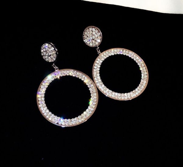 All'ingrosso-nuovi orecchini alla moda alla moda di lusso designer super scintillanti con diamanti zirconi a cerchio grande per donne ragazze