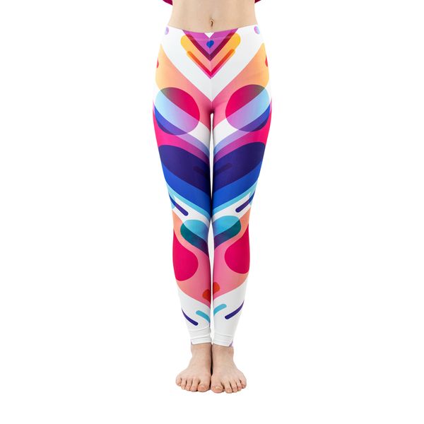

trend colorful stripe veins dot pattern leggings fashion women elasticity fitness slim bottoms workout pants, Black
