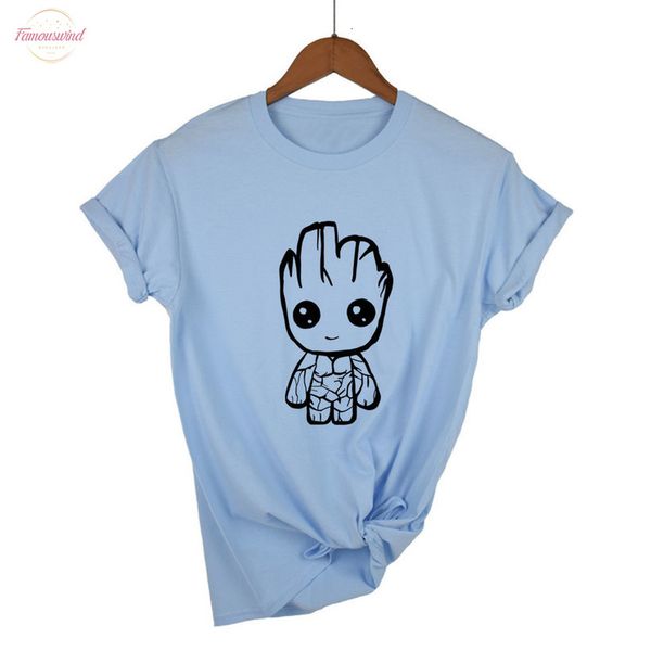 

funny kawaii groot design 100% cotton t shirt womens fashion short sleeve tee shirts hipster v neck o neck popular t, White