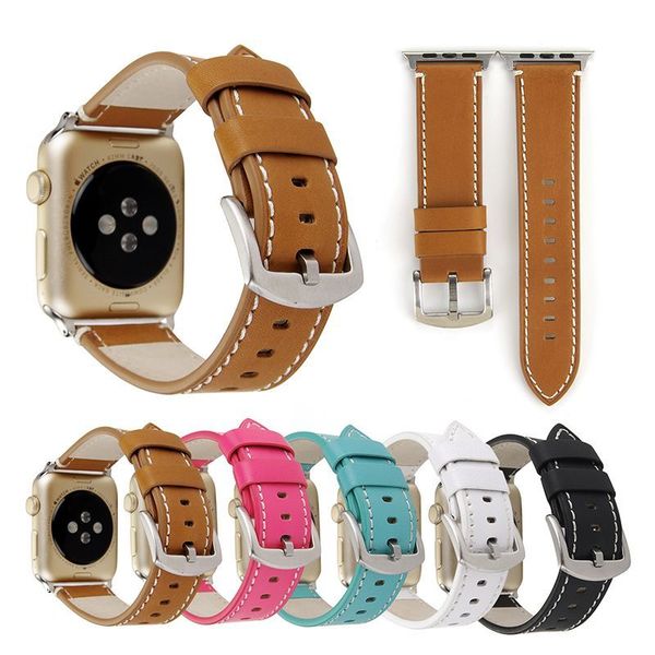 

Luxury Business Casual Style Pattern Genuine Leather Apple Watch Bands Replace Straps Belt Bracelets for Apple Watch 38 40mm iwatch Series