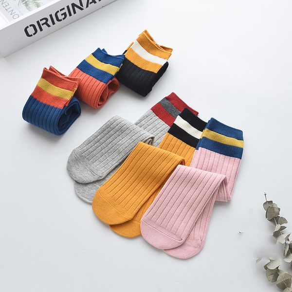 

kids autumn stripes socks kids tall socks spring autumn children cotton sport stripe stockings baby boys girls fall socks, Pink;yellow