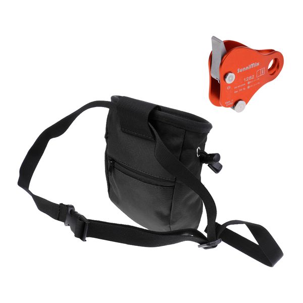 

rock climbing caving bouldering chalk bag with 24kn aluminum rope grab protecta