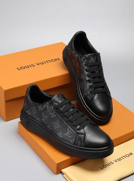 

8 louis vuitton gucci brand luxury men casual leather walking sports trainer sneaker running shoes with box a085, Black
