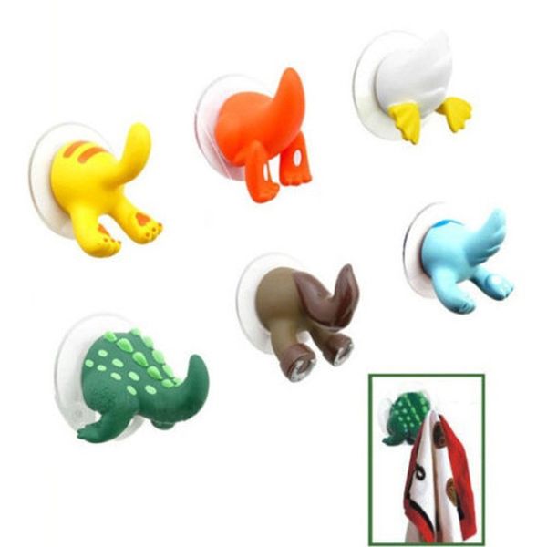 

2 pcs creative cartoon animal tails hook hanger rubber suction cup for bathroom towel hanger wall kitchen accessories key