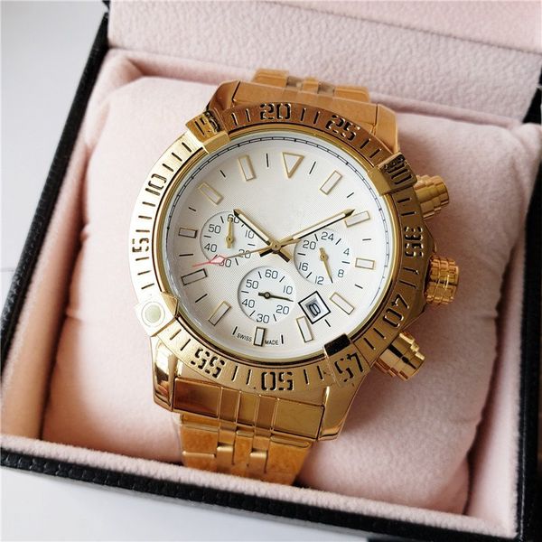 

luxury swiss gold watch mens designer watches stainless steel montre de luxe military wristwatches life waterproof chronograph189a, Slivery;brown