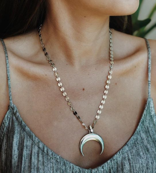 

gulce dereli, crescent symbol charm chain necklace, chain necklaces, charm necklaces, gift box, gold/silver plated