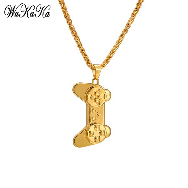 

wukaka gold/steel/black game controller necklace & pendant vintage american style steampunk men chain hip hop man jewelry, Silver