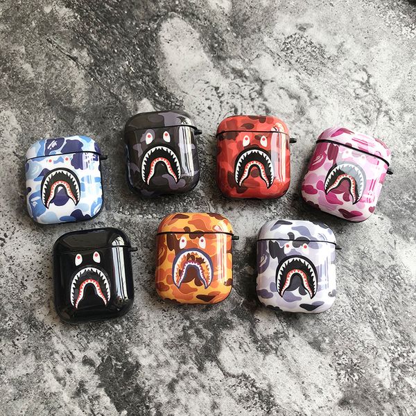 

fashion camouflage shark airpods case protector cover classic pattern wireless earphone sleeve silicone case cover sleeve for airpods