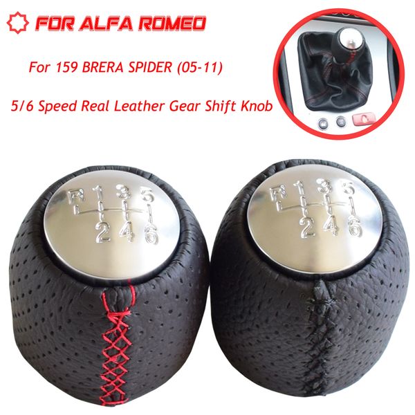 

5 6 speed mt gear shift knob lever for alfa 159(05-11)/brera(06-11)/alfa spider (06-11) black/red line car styling