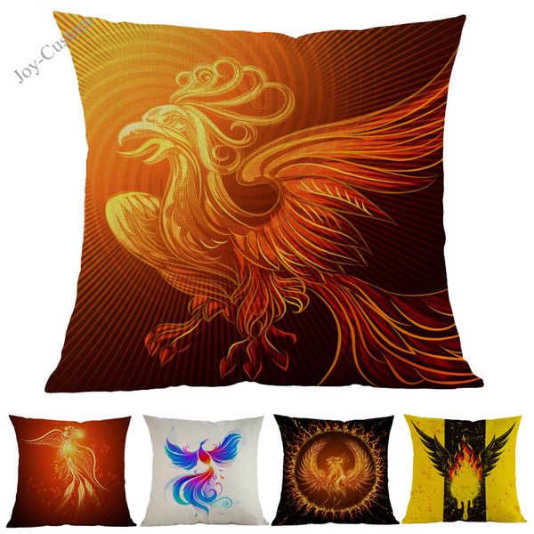 

ancient china legend mythical bird fire phoenix nirvana born of fire linen pillow case home sofa decoration cushion cover