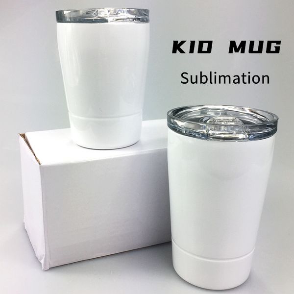 

diy sublimation 12oz white kid mug with lid stainless steel double layer wine glasses insulated child sippy cup with straw water bottles