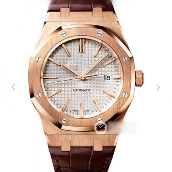 

om 15400 montre de luxe luxury watch leather strap montres de luxe automatic mechanical movement boutiqueÂ mechanical watches, Slivery;brown