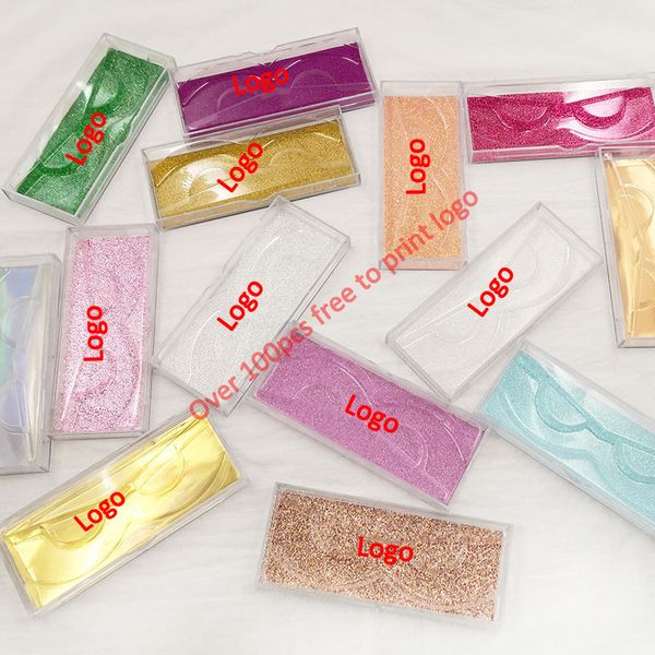 

elb009 eyelash packaging plastic box lash boxes mink lash case acrylic sliding plastic clear empty case with tray and base card logo free