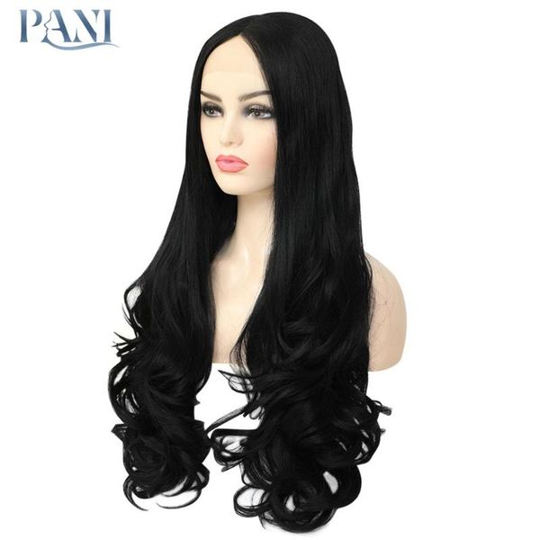 

synthetic wigs pani 2021 black for women wavy lace front natural hair wig include cap