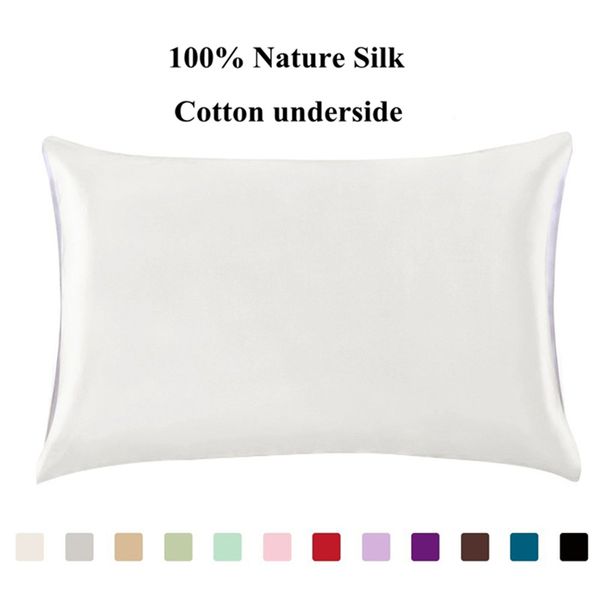 

31)silk pillowcases one side 100% mulberry pillow case with hidden zipper for hair and skin hypoallergenic