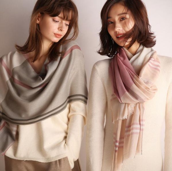 

autumn and winter new scarf check thin ring cashmere scarf dual purpose air conditioning shawl ing, Blue;gray