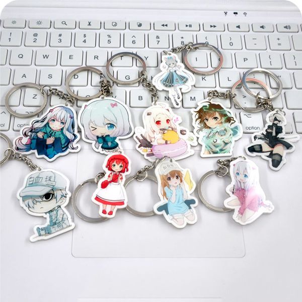 

anime cells at work misaka mikoto kantai 2b pendant key holder keychain keyrings portachiavi, Silver