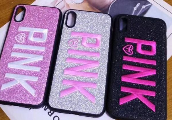 

Ca e for iphone11 11pro 11pro max x max xr 8 plu glitter 3d embroidery lovly back cover for 9 8 plu