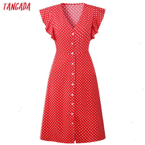 red midi polka dot dress