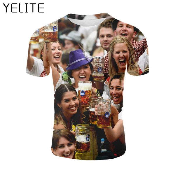 

yelite 2019 3d t shirt a group of people drinking beer mentshirt summer t-shirt casual short tees male t-shirt cool, White;black