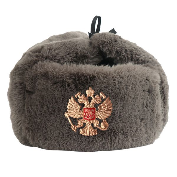 

soviet badge woolen trapper hats lei feng cap outdoor cold plus thick velvet mens womens winter ear warm army hat ushanka, Blue;gray