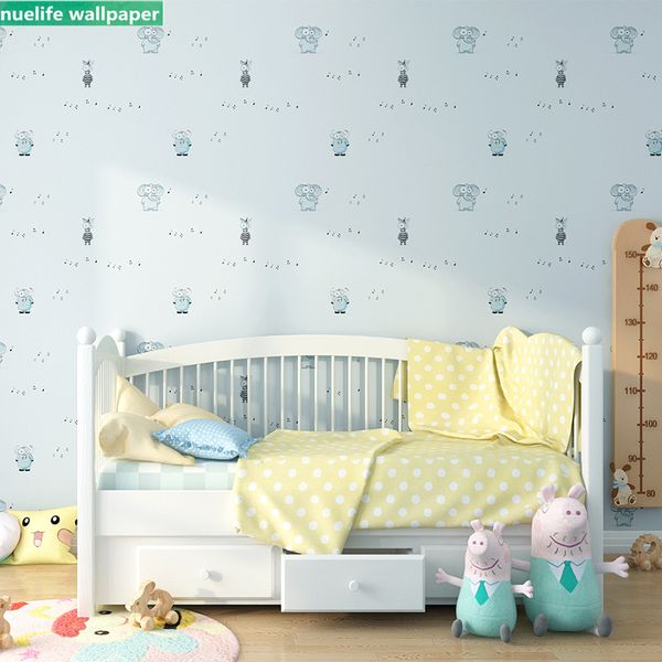 

cartoon elephant giraffe pattern non-woven wallpaper living room bedroom kids room kindergarten tv sofa background wallpaper
