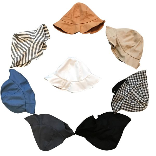 

2020i ins children fisherman cotton boys and girls outdoor sunshade hat beach sun cap baby summer hats for kids accessories, Yellow