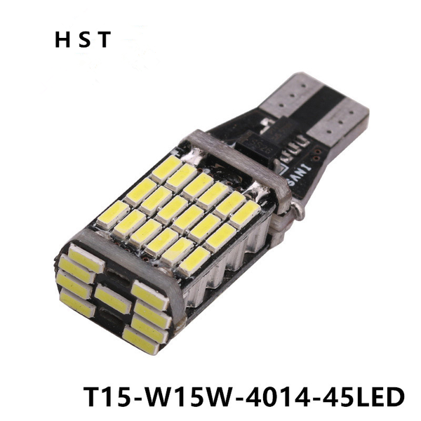 

hst 2pcs/pair auto brake-lights-bulb led t15 4014 45smd led flasher lamp highlight decoder