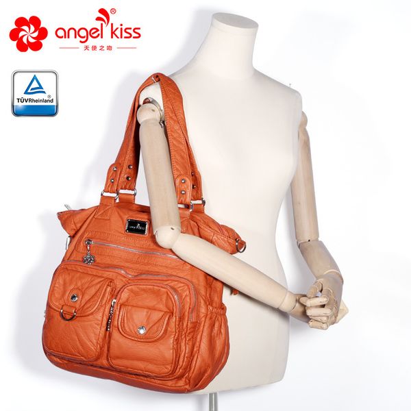 

angelkiss brand pu washed handbags women shoulder bags hobos handbag for woman messenger bags women leather handbag