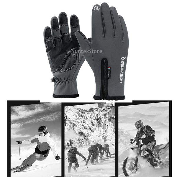 

nylon windproof fishing hunting cycling gloves winter warm gloves gray
