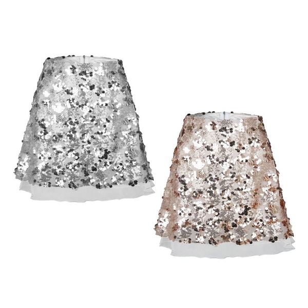 

fashion casual wild lady a-word skirt new women mesh gauze sequin skirts, Black