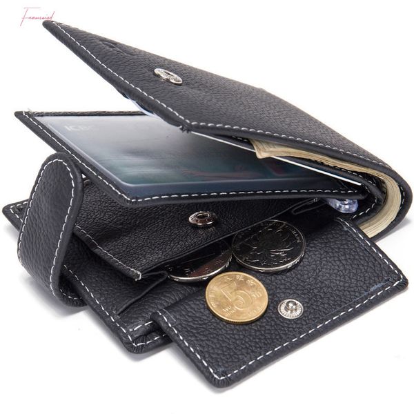 

latest men leather business wallet card holder slim purse money bag wallet genuine leather short wallet portefeuille homme, Red;black