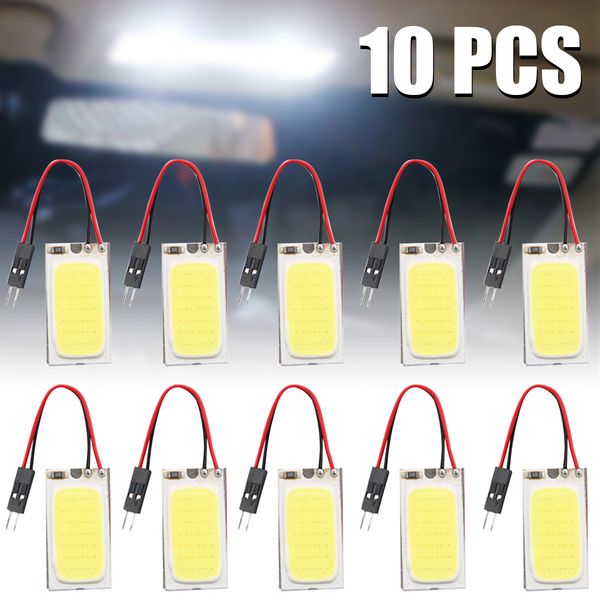 

10pcs/set t10 cob 48 smd led 12v 6w bright white car vehicle panel lamps auto interior reading lamp bulb light dome lights