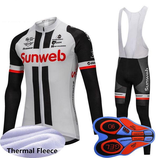 Mens Thermal Fleece cycling jersey long sleeve Bib pants set Cycling Bib Pants