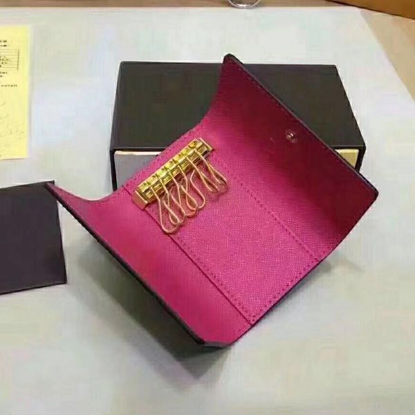 

selling multicolor leather key holder short style six key wallet women classic zipper pocket men key chain, Red;blue