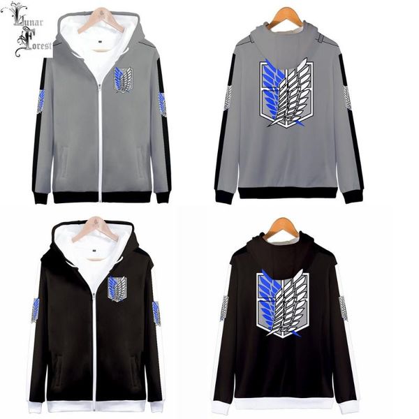 

attack on titan 3d printing men/women autumn fashion japanese anime zipper hoodies sweatshirt long sleeves pollover plus size, Black