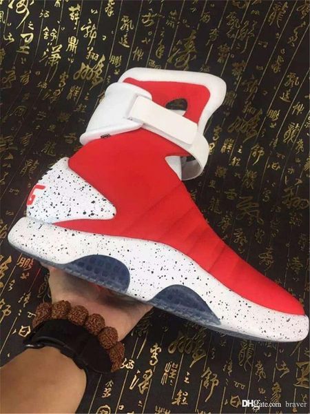 

2020 new auto laces air mag back to the future glow in the dark grey black sneakers marty mcfly's led basketball shoes with box automat