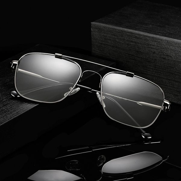 

2020 square classic men's fashion polarized sunglasses box sunglasses 638,117 color memory metal glasses business, White;black
