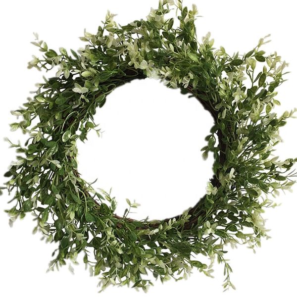 

18 inch green leaf wreath festival celebration front door wall window party decor plastic garlands