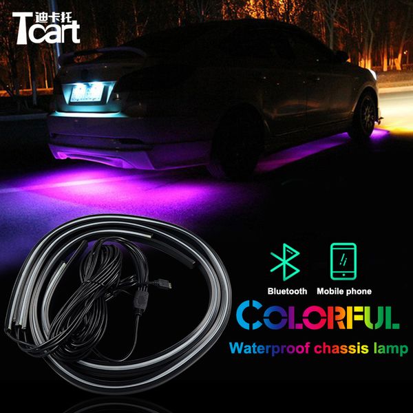 

tcart app control rgb led strip under car tube underbody underglow system neon light remote for volkswage golf 4 4 accessories