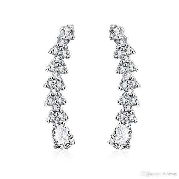 

elegant silver plated copper vine wrap pin climbers cz crystal ear cuffs hook earrings for women girls, Golden;silver
