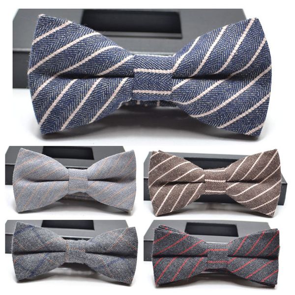 

spot bows wholesale custom-made men's cotton bows korean fashion leisure stripes bowknots bow tie for men, Blue;purple