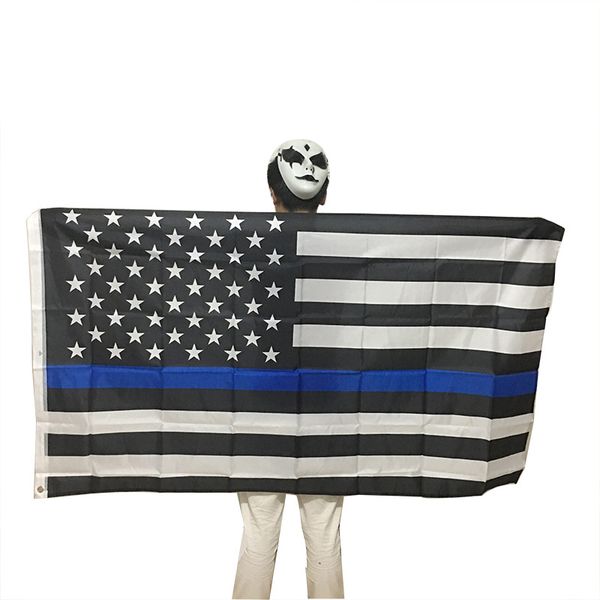 

90*150cm blueline usa police flags 3x5 foot thin blue line usa flag black white and blue american flag with brass grommets dbc bh2686