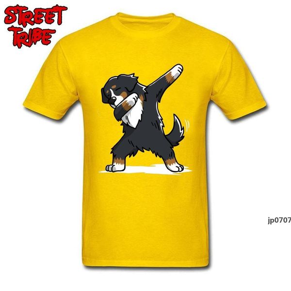 

fashion t-shirt for men yellow tshirt mens crazy t shirts funny dabbing bernese mountain dog print clothes cotton tees, White;black