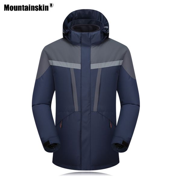 

mountainskin 2019 men winter thick 2 pcs thermal hiking jackets outdoor sport camping skiing fleece reflective strip coats va418, Blue;black