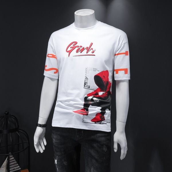 

2020 new summer fashion men tshirt short sleeve o-neck mens designer casual loose mens t-shirts tees plus size men's clothing m-4xl, White;black