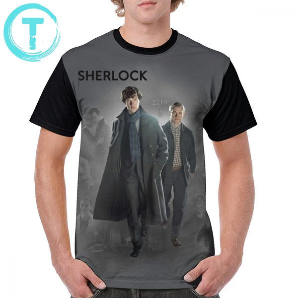 

футболка sherlock футболка sherlock футболка с принтом с интересным принтом мужская хлопок плюс размер пляжная футболка с коротким рукавом, White;black