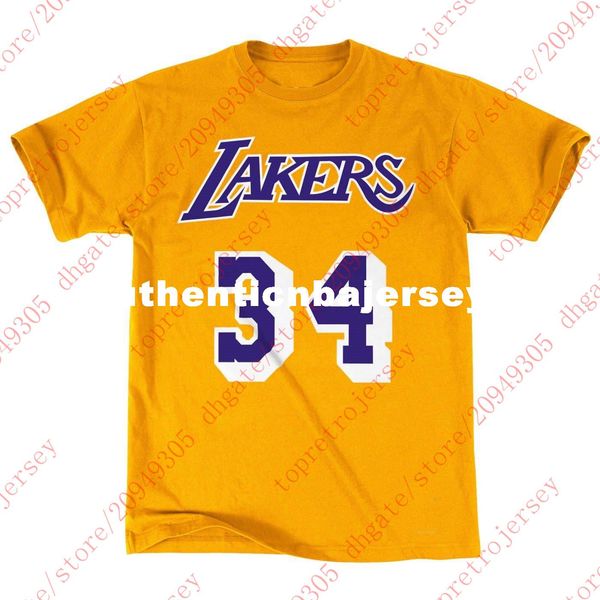 

custom #34 haquille o'neal mitchell & ness men's "player" yellow t-shirt mens stitched summer tee basketball jerseys nca, Black;blue