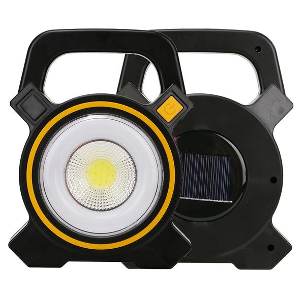 

led cob portable spotlight lantern searchlight 2 modes rechargeable handheld solar powered portable light for camping working
